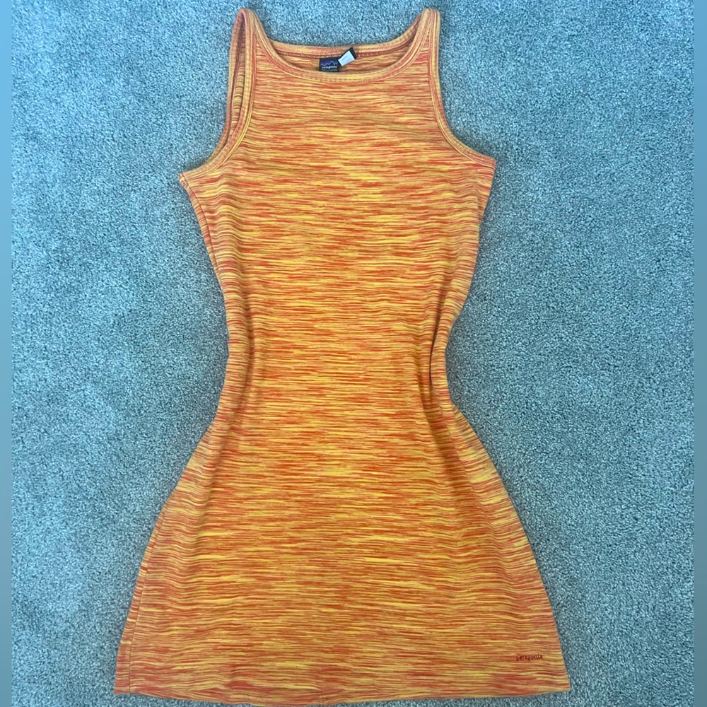 Patagonia Orange Yellow Halter Bodycon Mini Dress Woman’s M